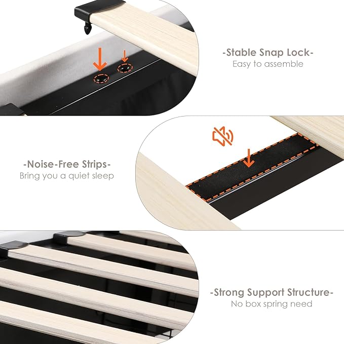 HIFIT Upholstered King Size LED Bed Frame with Charging Station and 4 Large Storage Drawer, Velvet Button Tufted King Platform Bed with Adjustable Headboard, No Box Spring Needed, Easy Assembly, Beige