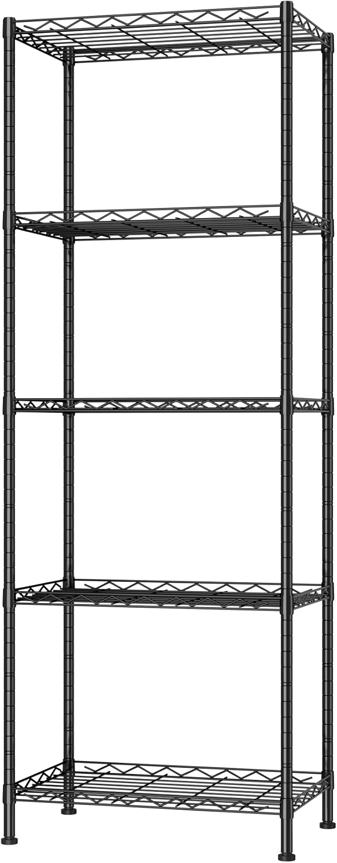 HOMEFORT 5-Shelving Unit, Adjustable Wire Shelving, Metal Wire Shelf Rack Organizer for Kitchen, Pantry, Closet, Bathroom, Laundry, Black,21" W x 11" D x 53" H