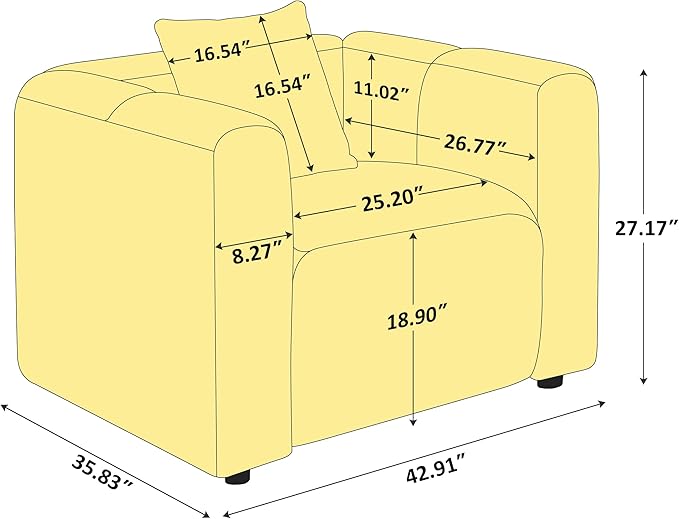 VANOMi 42" Accent Chair for Living Room Modern Upholstered Boucle Chair with Pillow Comfortable Mid Century Single Sofa Lounge Chair (Curry)