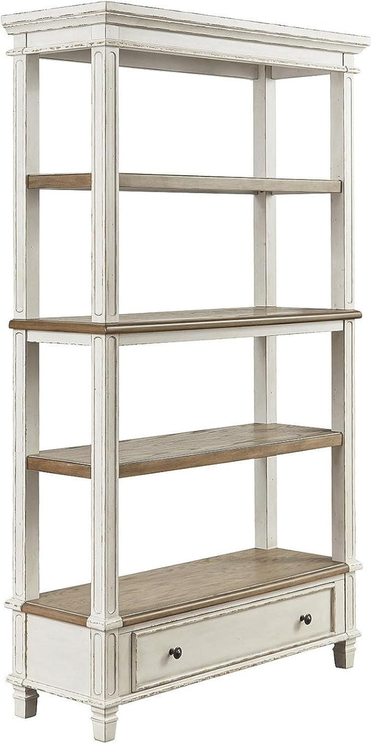 Signature Design by Ashley Realyn French Country 75" Bookcase with Drawer, Chipped White