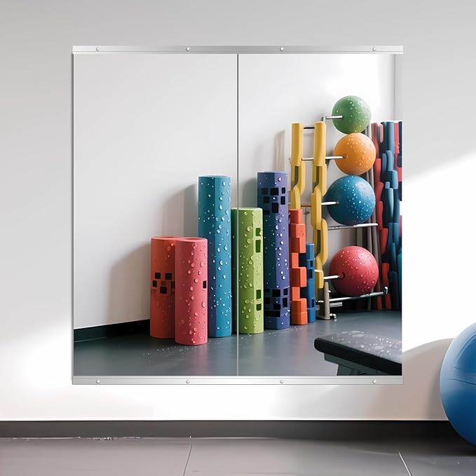 Ruomeng Home Gym Mirror, 48"x24" Gym Mirrors for Wall (2PCS), Frameless, Tempered Glass, Large Workout Mirrors for Home Gym, Dance Studio, Yoga Room, Garage Gym