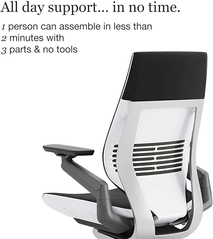Steelcase Gesture Office Chair - Ergonomic Work Chair with Wheels for Carpet - Comfortable - Intuitive-to-Adjust for Desk - 360-Degree Arms - Licorice Fabric
