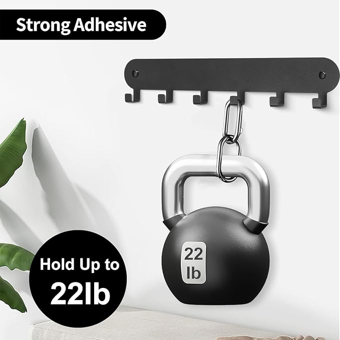 2 Pack Key Holder for Wall,Key Hooks,Key Holder Wall Mount Self Adhesive, Key Rack Wall Mount for Wall No Drill for Living Room, Kitchen, Bathroom, Garage (Black, 6 Hooks)