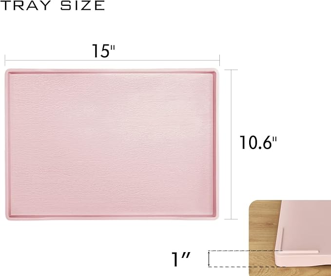 Pink Serving Tray (15 x 10.6 inch), Large Tray, Serving Accessory, Spa, Coffee, Drinks, Countertop, Bar, Party, Seasoning, Perfume, Decorative and Display Use.