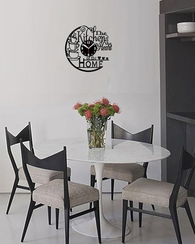 Kitchen Clock Coffee Vinyl Record Wall Clock Design Wall Clock Coffee Bar Decor Gifts for Kitchen and Room Decoration