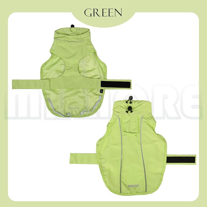 Waterproof Dog Raincoat with Reflective Strip, Adjustable Breathable Rain Coat Jacket with Leash Hole for Dogs (Light Green, XXX-Large)