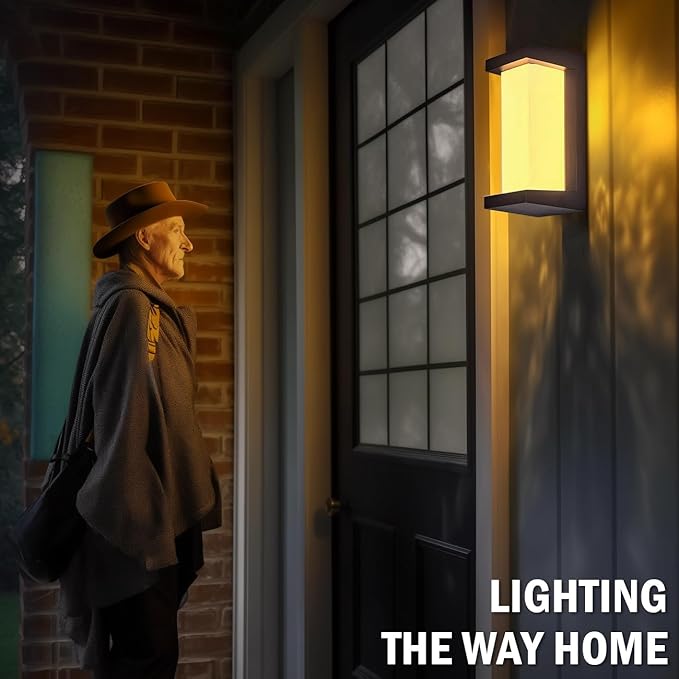 wowlite Outdoor Wall Lights for House 2 Pack, LED Exterior Lighting Fixtures 3 Colors Changeable, Matte Black Outdoor Sconce Lights, IP65 Waterproof Front Porch Light for Garage Garden Patio