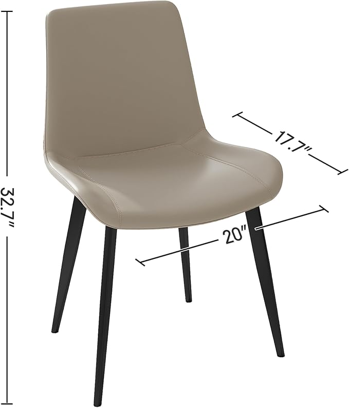 Dining Chairs, Modern PU Leather Dining Room Chair with Sturdy Metal Legs, Upholstered Seat Dinner Chairs Accent Side Chairs for Indoor Kitchen Living Room Restaurant Cafe (Cream, Set of 8)
