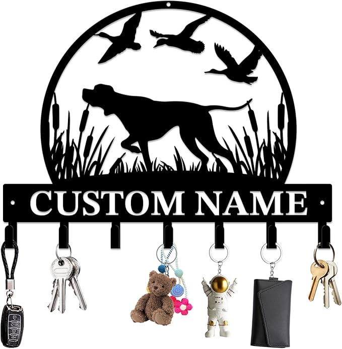Personalized Custom Name Hunting Deer Wall Key Hooks,Metal Hunting Art Clothes Hooks,Metal Hunting Wall Home Storage Decorative,Hunter For Front Door, Hallway, Kitchen, Bedroom,Keys,Hats (Style D)