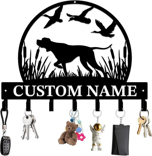 Personalized Custom Name Hunting Deer Wall Key Hooks,Metal Hunting Art Clothes Hooks,Metal Hunting Wall Home Storage Decorative,Hunter For Front Door, Hallway, Kitchen, Bedroom,Keys,Hats (Style D)