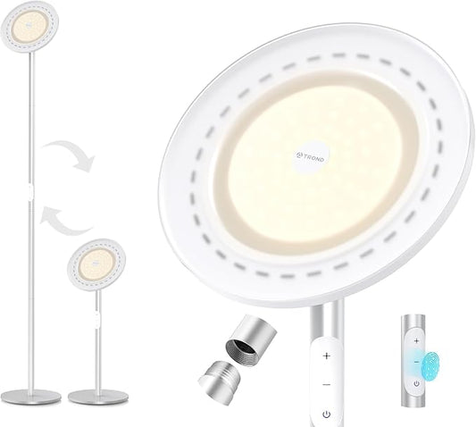 TROND Floor Lamp, 5000LM Super Bright Sky LED Modern Torchiere Standing Lamp, 3000K Warm White with 5-Level Dimmable, 71 in Tall Pole Light, 30-Minute Timer, Modular Rod, Wall Switch Compatible