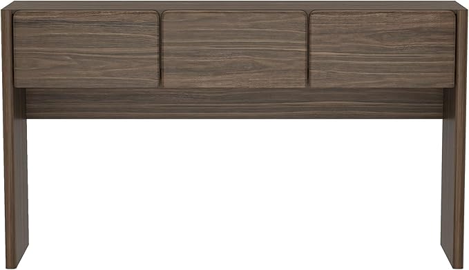 Manhattan Comfort Linda Modern Console Table with 3 Storage Drawers – 60" Narrow Entryway Stand for Living Room, Hallway, or Dining Room – Wood Grain Accent Furniture, Walnut Brown