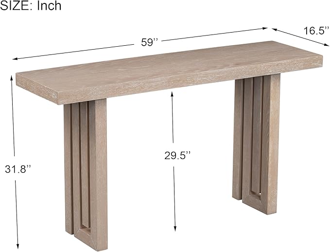 Contemporary Minimalist Wood Console Table 59-Inch Modern Entry Sofa Table Accent Table for Entryway Living Room Home Office, Natural