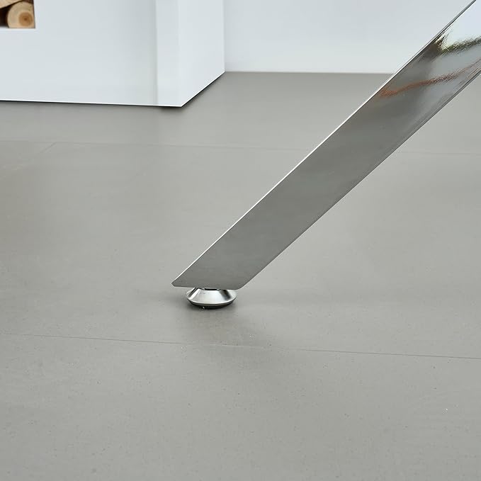 36" Round Glass Dining Table Modern Kitchen Glass Top Table for 4 with Silver Chrome Metal Legs, Clear Dining Table Kitchen Table for Home Office Dining Room