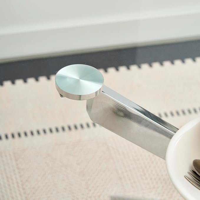 36" Square Glass Dining Table Modern Kitchen Glass Top Table for 4 with Silver Chrome Metal Legs, Clear Dining Table Kitchen Table for Home Office Dining Room