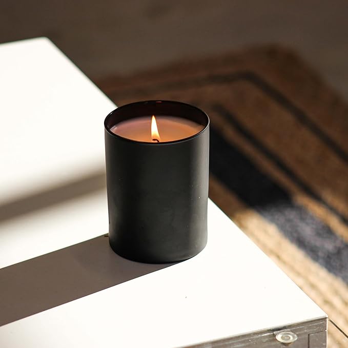 Calyan Wax Co. Rose & Peony Scented Candle - 75 Hour Burn - Luxury Non Toxic Soy Wax Candles - Long Lasting Black Tumbler Jar Candle for Home - 10.2oz