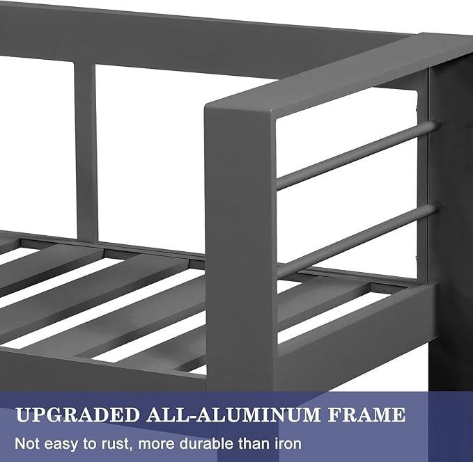 Wisteria Lane Aluminum Outdoor Patio Furniture Set, Modern Patio Conversation Sets, Outdoor Sectional Metal Sofa with 5 Inch Cushion and Coffee Table for Balcony, Garden, Dark Grey