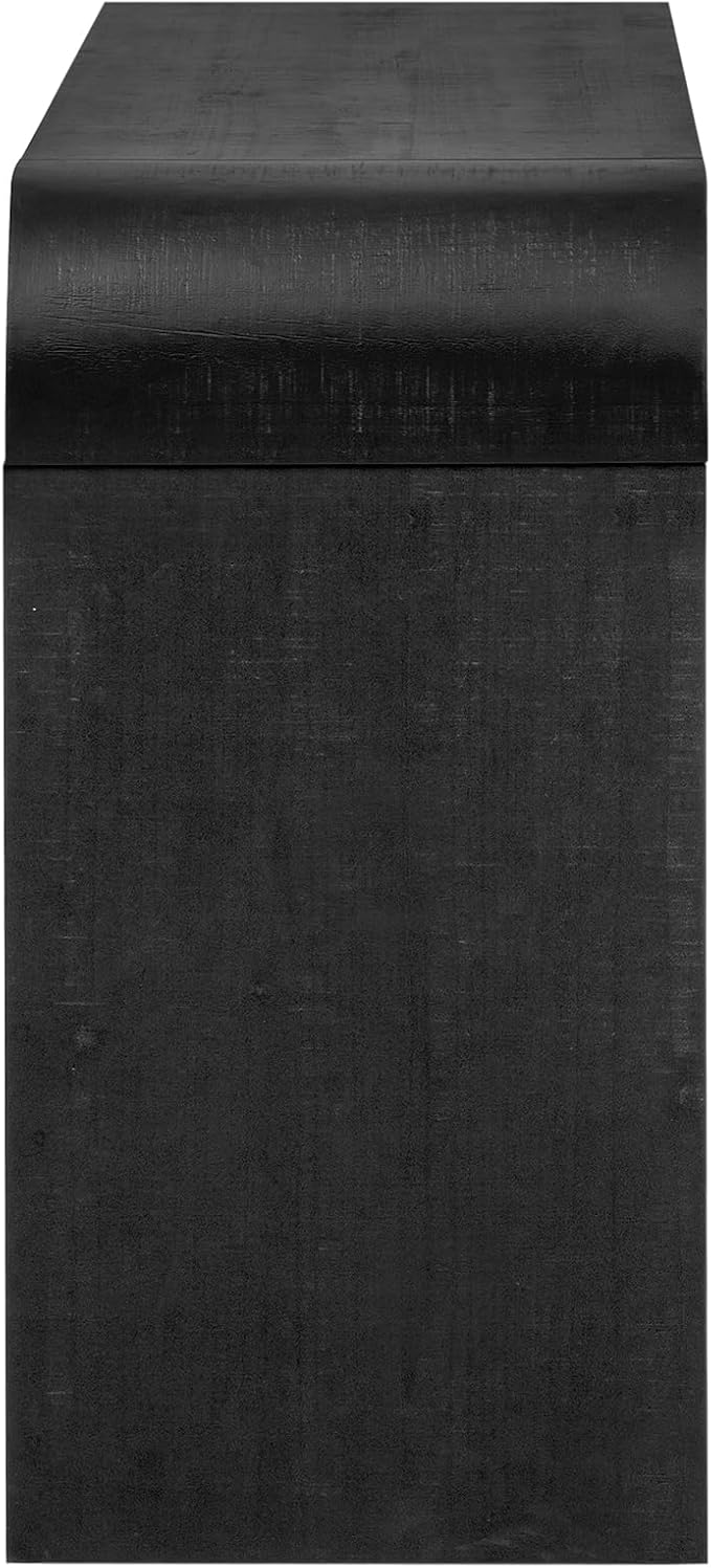 60'' Curved Sideboard with 4 Doors and Bottom Shelf, Versatile Wooden Accent Storage Cabinet Entryway Console Table for Hallway Living Room Dining Room (Black-4.16)