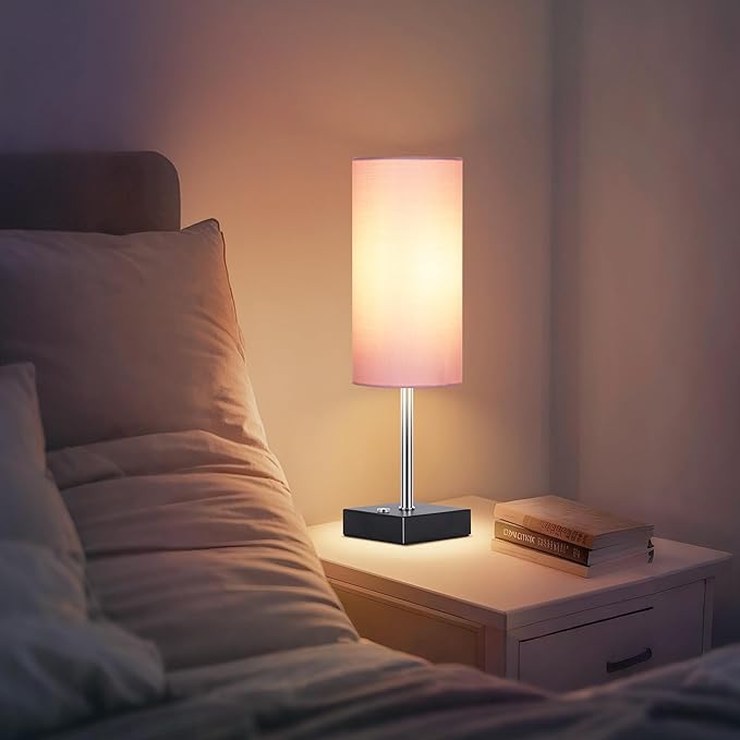 AVV Cordless Table Lamp with Dimmable, Rechargeable 3 Modes Battery Powered Bedside Lamp, Battery Operated Lamps for Night Stand, Touch Lamp for Bedroom, Living Room, Reading Room, 15 Inch Pink