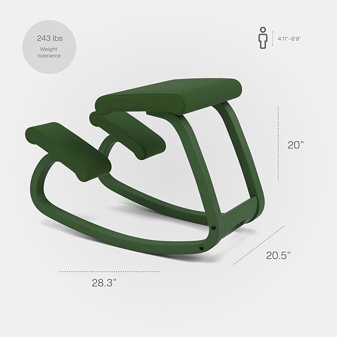 Varier Variable Ergonomic Office Kneeling Chair Forest – Active Sitting, Rocking Seat for Home, Study & Posture Support – 10 Year Quality Guarantee