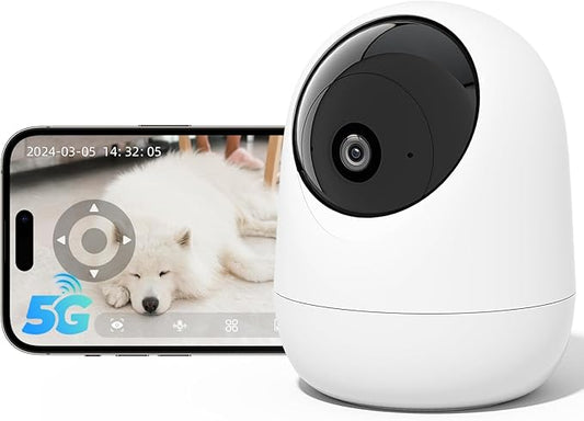 Rraycom Indoor Camera 5G&2.4G WiFi,2K Security Cameras for Home Security,360°Pan & Tilt, Dog/Pet Baby Camera with Motion Tracking& Sound Detection, 2-Way Audio, Night Vision,Siren,Works w/Alexa