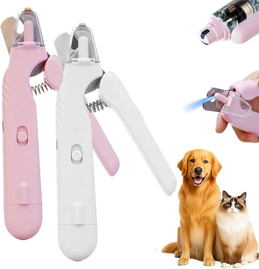 PupNourish Nail Trimmer, The SafeTrim by PupNourish, Pup Nourish Nail Clippers, 2 in 1 Nail Clipper and Grinder with Built-in LED Light,Splash Guard,Pet-Friendly Design,for Dog and Cat (White+Pink)