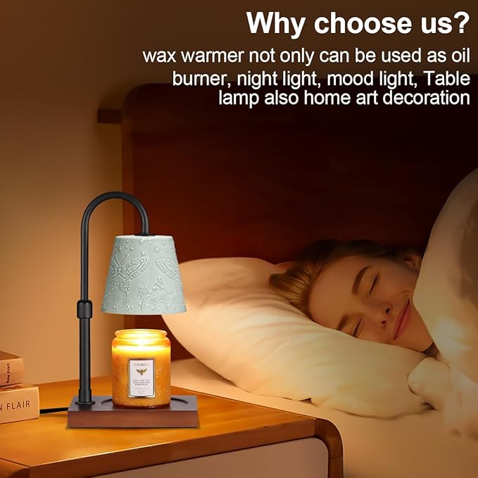 Ceramic Candle Warmer Lamp Dimmable, Electric Wax Melt Warmers for Scented Candles Compatible Candle Jar Mothers Day Birthday Gifts for Women Mom Grandma, Home Offices Decor Light(Big Butterfly)