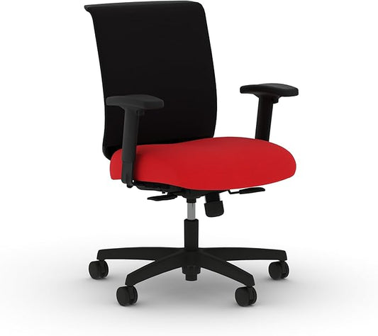 HON Convergence Ergonomic Office Chair, Breathable Back Support Mesh, Adjustable Arms, Computer Chair with Lumbar Support, Rolling Swivel Wheels, Comfortable Synchro-Tilt Recline, Fabric, Ruby