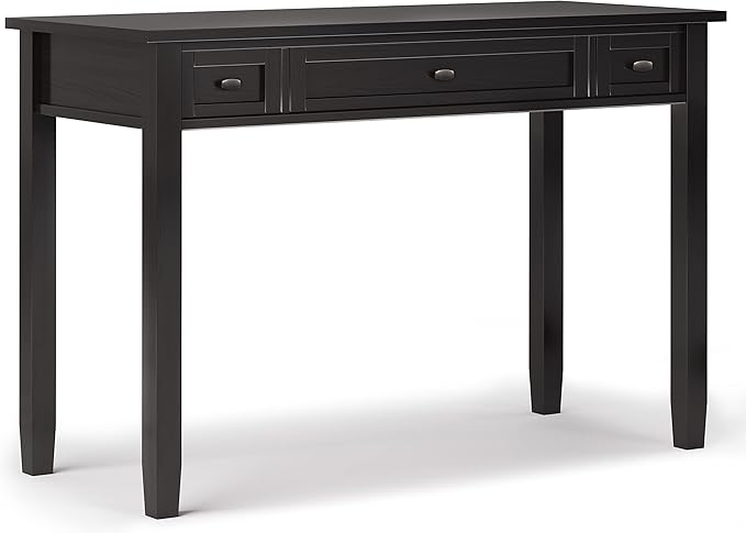 SIMPLIHOME Warm Shaker Desk - 48-Inch Wide Solid Wood Writing Desk in Hickory Brown, Transitional Home Office Computer Table for Workspace or Study with Flip-Down Keyboard Tray and 2 Drawers