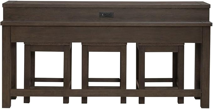 Liberty Furniture Cascade Falls Living Room 4 Piece Set - Console Bar Table, 3 Stools - Satin Espresso