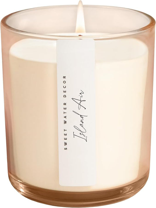 Sweet Water Decor Island Air Scented Soy Candles – Tropical Fruits, Lemons, Redolent with Mountain Greens – Fresh Coastal Aroma – 50 Hour Burn – 12oz Tinted Glass Jar for Home Decor and Bedroom Decor