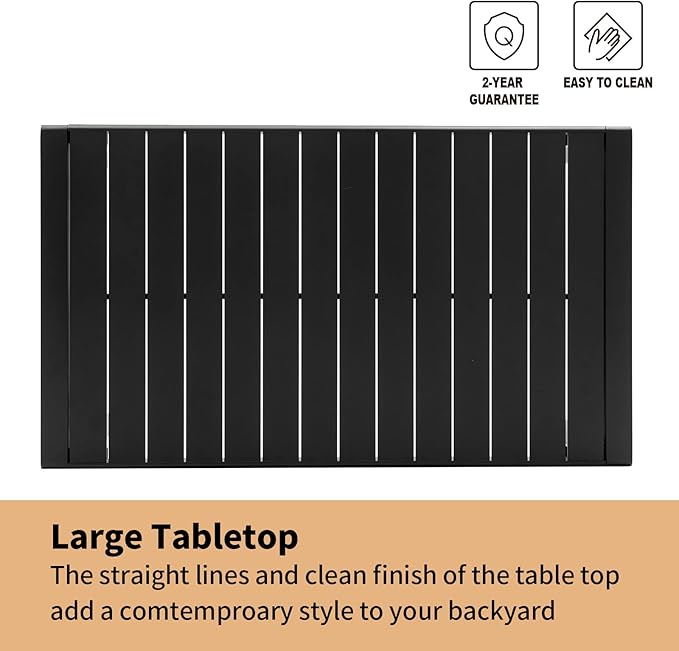 Outdoor Dining Table for 6, 60"x35" Patio Rectangular Dining Tables Powder-Coated Aluminum Table Top Heavy Duty Patio Furniture for Garden,Grey Frame