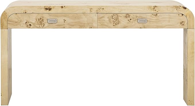 Merax Entryway Console Table, with 2 Storage Drawers, Retro Style/Wood Frame/Behind Couch & Sofa, Natural