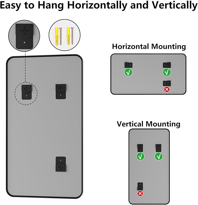 Koonmi Bathroom Mirror, 30X55 Inch Black Metal Framed Mirror for Bathroom, Tempered Glass, Anti-Rust, Rounded Rectangle Mirror for Restroom, Bedroom, Black