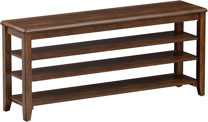 Shoe Bench Storage Rubberwood with Leather Cushion for Entryway Bench Ideal for Hallways Shoe Rack Front Doors Entrances Mudrooms Featuring 3 Height-Adjustable and Removable Shelves