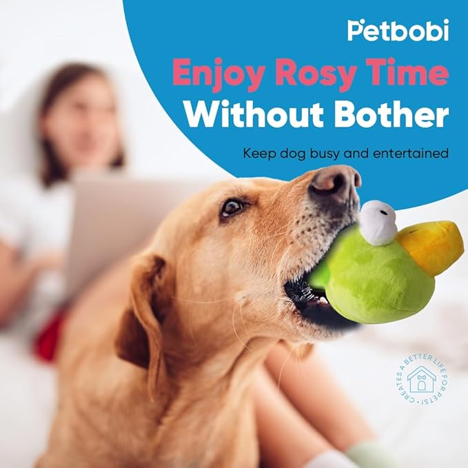 Petbobi Interactive Dog Toys, Upgrade Plush Monster Dog Toy Squeaky Crazy Bouncer Ball USB Rechargeable for Small and Medium Puppy to Self Play, Birds Bobby