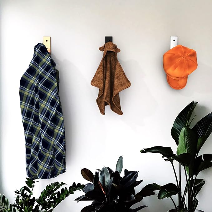 6Pcs 3'' Folding Coat Hooks Black Foldable Hooks Aluminum Alloy Wall Hooks Headphones Holder Wall Mounted with 12pcs Screws Set for Hanging Coats, Bags, Hat, Towel, Keys