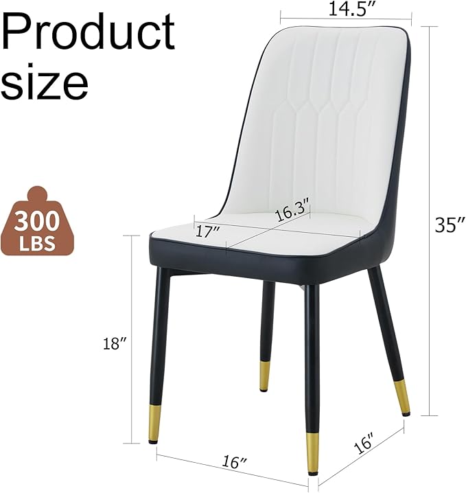 Dining Chairs Set of 8，Modern Dining Chairs, Equipped with PU Leather Backrest Cushions and Metal Legs, Suitable for Restaurants, Kitchens, and Dining Room Chairs