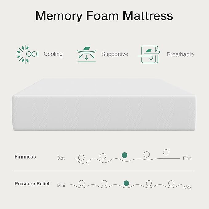 Novilla 5 Inch Queen Size Mattress, Gel Memory Foam Mattress for Cooling Night Sleep & Pressure Relief, CertiPUR-US Certified Mattresses Queen Size