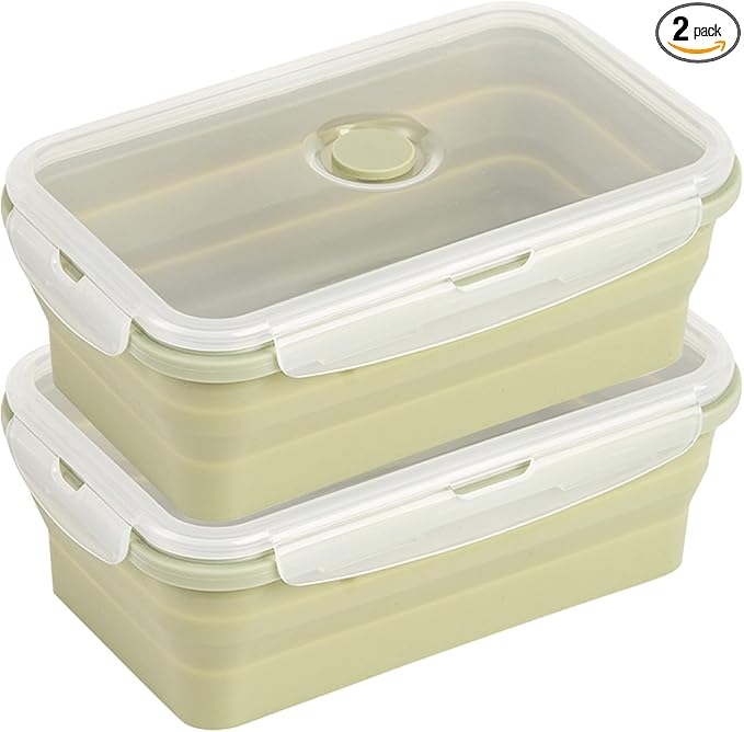 Large Collapsible Food Containers with Lids, Collapsible Bowls For Camping, Save Space, Leak-Proof Silicone Storage Bowls, 2pack 1200ml, Dishwasher, Microwave Freezer Safe