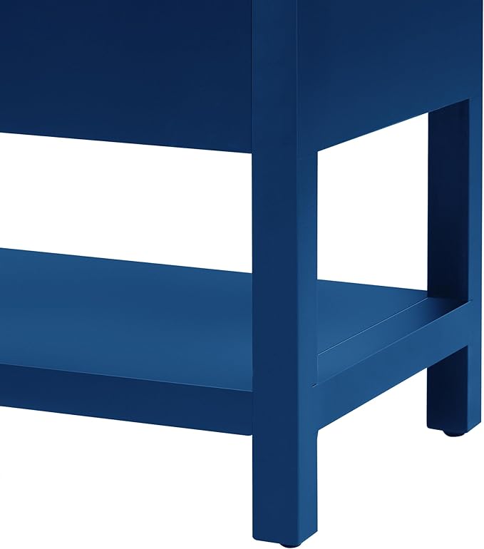 60'' Large Storage Cabinet Sideboard with 4 Doors and Open Bottom Shelf, Functional Wood Entryway Console Table for Study Living Room Dining Room (Navy Blue-SY)