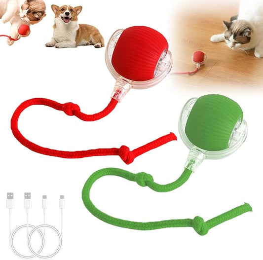 2PC Interactive Cat Toys,360 ° Fully Automatic Dogs & Cats Smart Rolling Ball,Durable and Rechargeable(Green+Red)