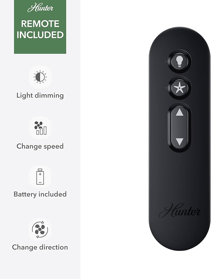 Hunter 52 inch Indoor Ceiling Fan with LED Light and Remote Control - Modern Smart Ceiling Fan, Standard Mount, 5 Blades, For Bedroom, Living Room, or Kitchen, Quiet - Aerodyne 52614, Dove Grey