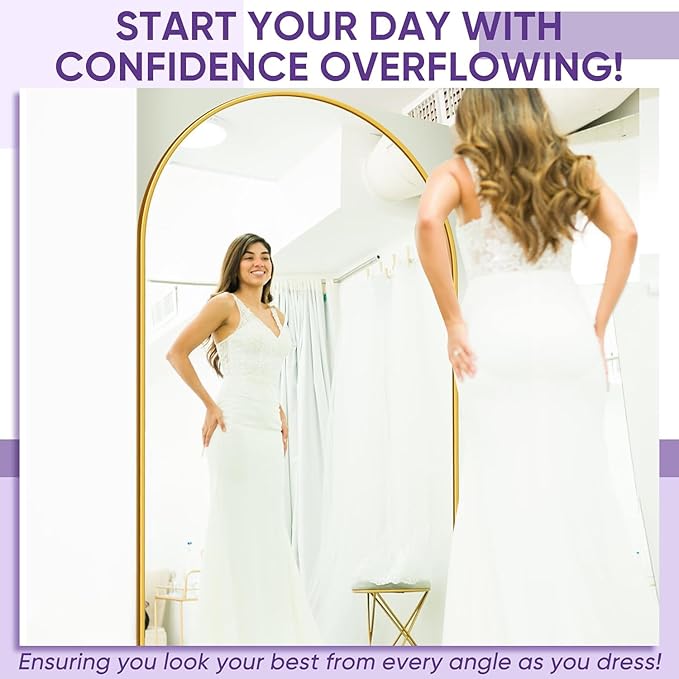 Floor Mirror, 44"×88" Full Length Mirror with Stand for Bedroom Living Room, Gold