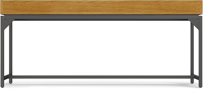 SIMPLIHOME Banting Desk - 72-Inch Wide Solid Oak Veneer and Metal Writing Desk in Oak, Modern Industrial Home Office Computer Table for Study with 2 Drawers and Flip-Down Keyboard Tray