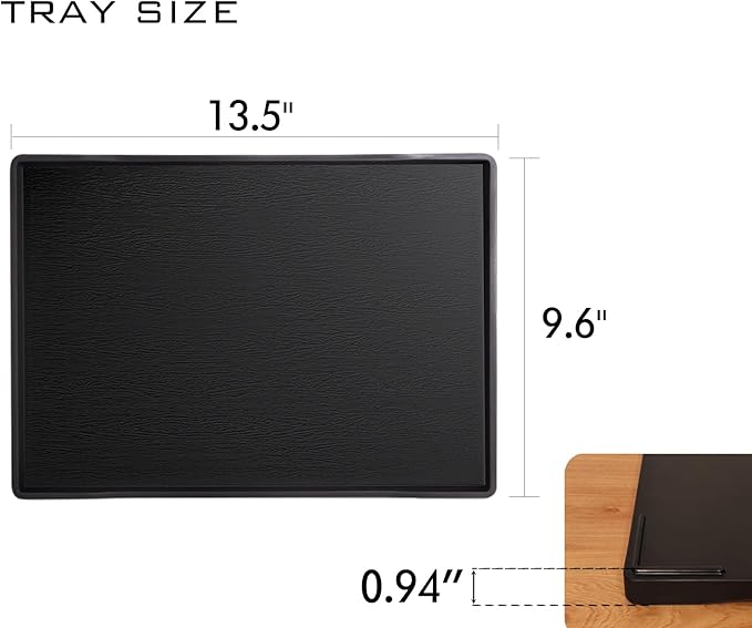 Black Serving Tray (13.5 x 9.6 inch) for Serving Accessory, Spa, Coffee, Drinks, Tea, Bar, Party, Seasoning, Perfume and Display Use.