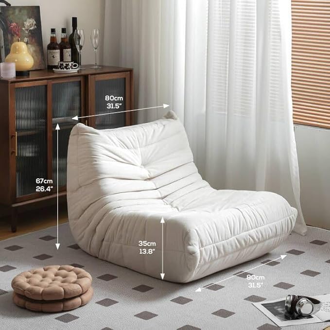 N&V Fireside Armless Floor Sofa, Mid Century Soft Premium Microfiber Lounge Chair, Foam Accent for Living Room Bedroom and Office (Single, Grey)