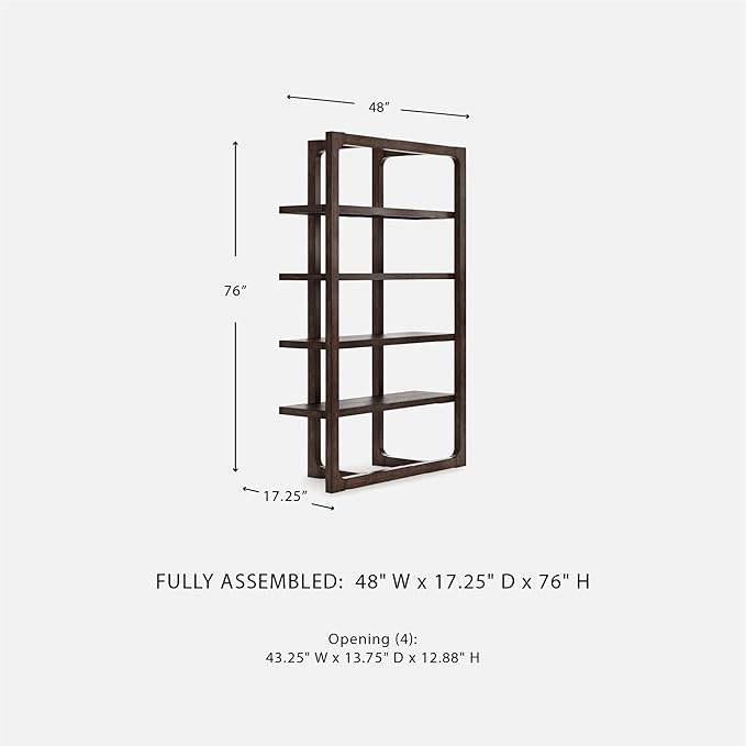 Signature Design by Ashley Breckington Contemporary Wood Framed 76" Bookcase with 4 Shelves, Dark Brown