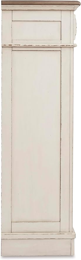 Signature Design by Ashley Realyn French Country 5 Drawer Chest, Tipover Restraint Device, 2-tone Finish, Wood, 40.13" W x 18.13" D x 58.13" H, Chipped White