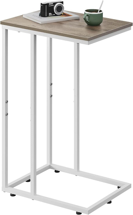 WLIVE Side Table, C Shaped End Table for Couch, Sofa and Bed, Large Desktop C Table for Living Room, Bedroom, Bedside, Creamy Greige